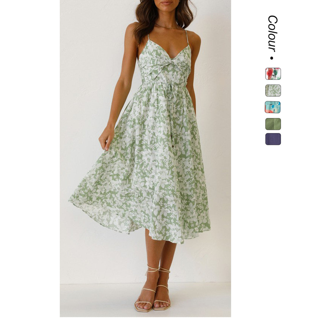Damen Midikleid mit elegantem Wickeldesign und floralem Mustermix Drune