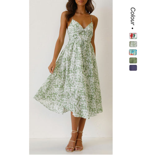 Damen Midikleid mit elegantem Wickeldesign und floralem Mustermix Drune