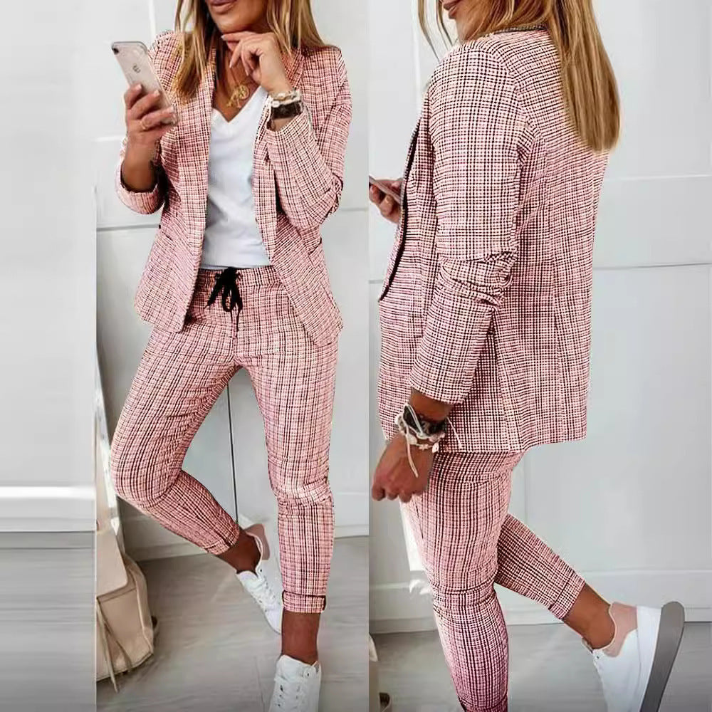 Damen Karierter Blazer mit lässigem Schnitt Drune