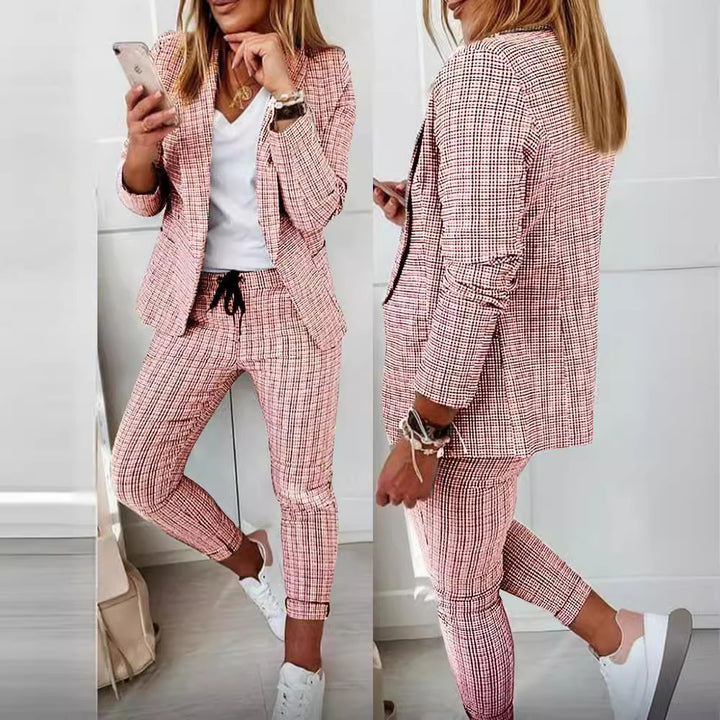 Damen Karierter Blazer mit lässigem Schnitt Drune