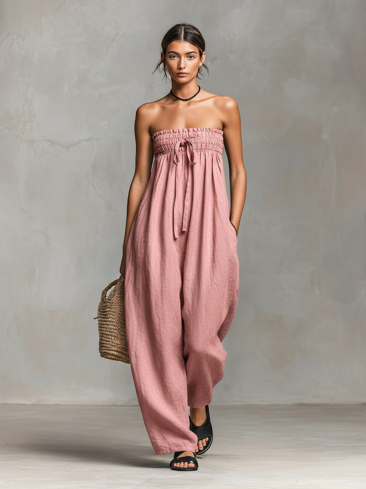 Damen Lässiges Jumpsuit mit elastischem Oberteil und weitem Bein Drune