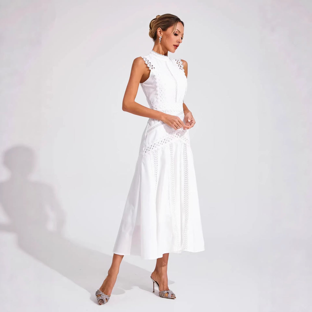 Damen Midi-Kleid mit aufwendigen Spitzenakzenten Drune