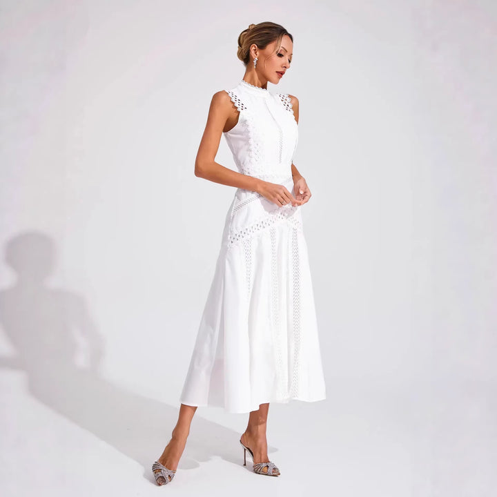 Damen Midi-Kleid mit aufwendigen Spitzenakzenten Drune