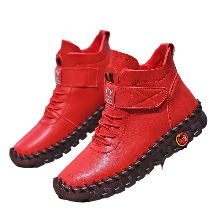 Herren nan knöchelhohe Freizeit-Lederimitat-Boots mit Klettverschluss gepolsterter Komfortinnensohle und profilierter Gummilaufsohle Drune