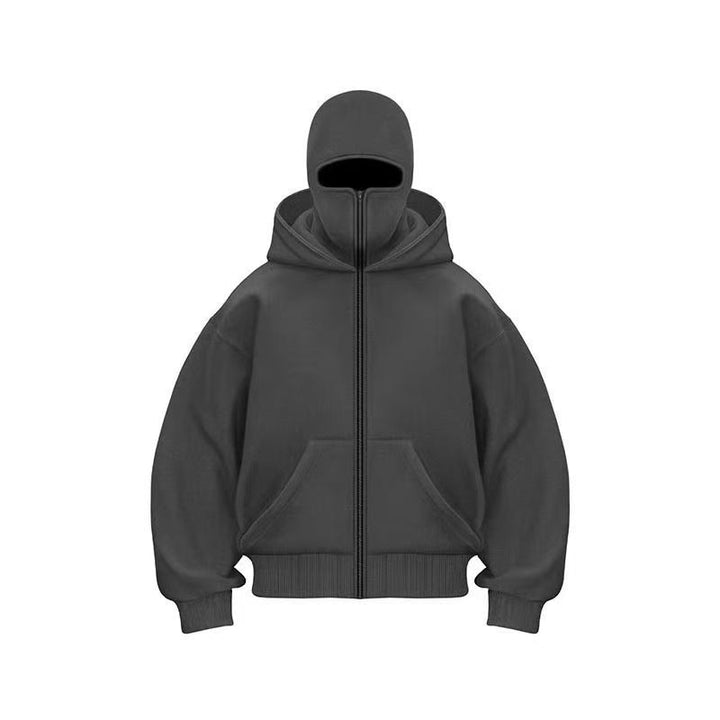 Damen stylische Kapuzenjacke mit integriertem Gesichtsschutz Drune