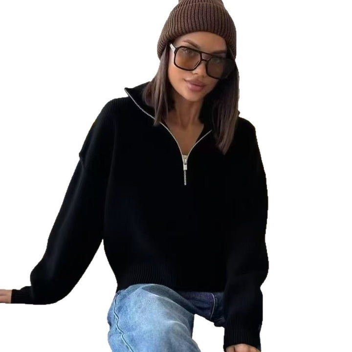 Damen stylischer Pullover mit Halbreißverschluss und lässigem Schnitt Drune