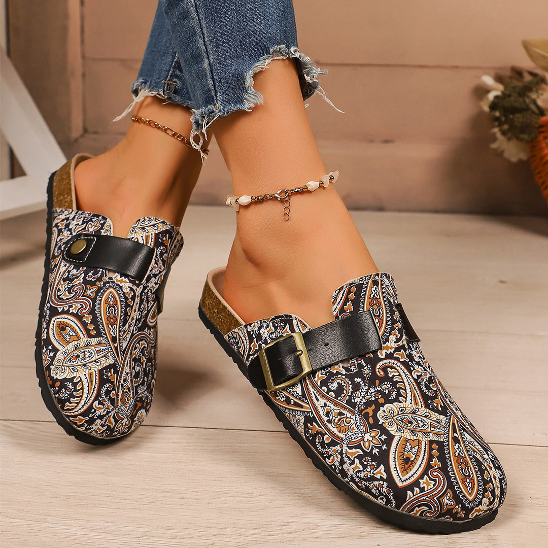 Damen Freizeit-Sandalen mit buntem geometrischen Design und verstellbarem Riemen Drune