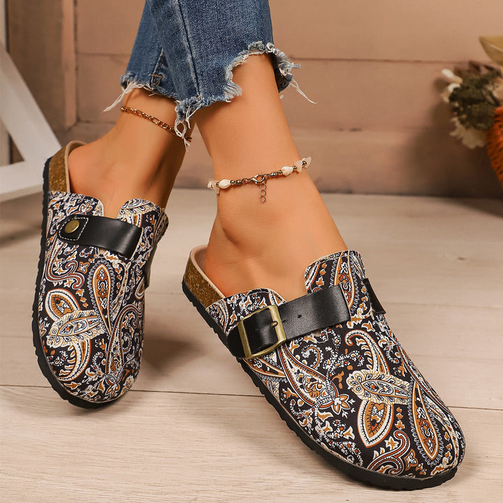 Damen Freizeit-Sandalen mit buntem geometrischen Design und verstellbarem Riemen Drune