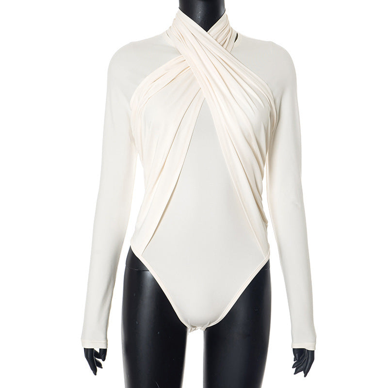 Damen Elegantes Wickel-Bodysuit Drune