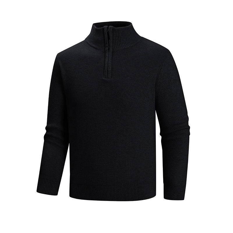 Herren modischer Strickpullover mit halbem Reißverschluss und strukturiertem Muster Drune