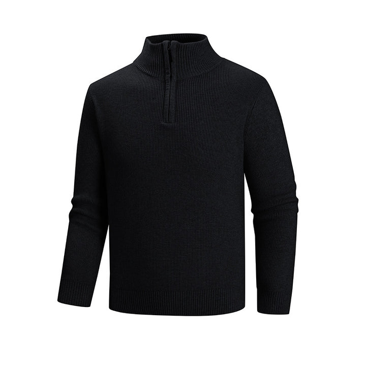 Herren modischer Strickpullover mit halbem Reißverschluss und strukturiertem Muster Drune