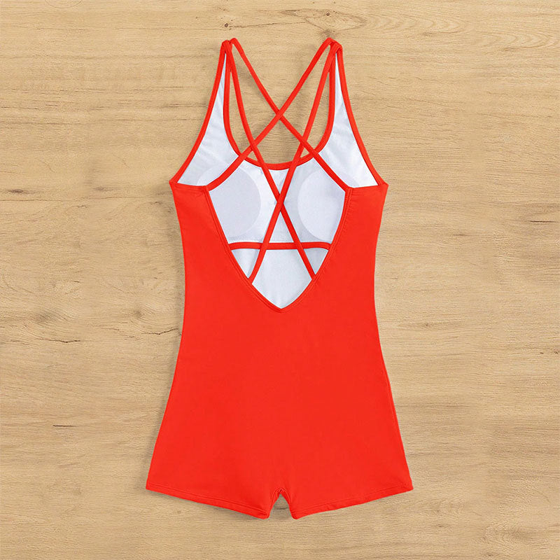 Damen Einteiler Badeanzug mit modernem Cross-Back-Design Drune