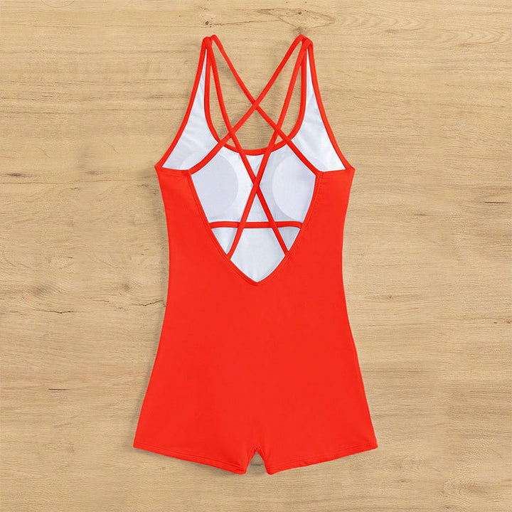 Damen Einteiler Badeanzug mit modernem Cross-Back-Design Drune