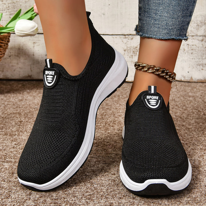Damen nan gestrickter Slip-On Komfort-Walking-Sneaker mit sockenähnlichem Einstieg und dämpfender Memory-Komfortsohle Drune
