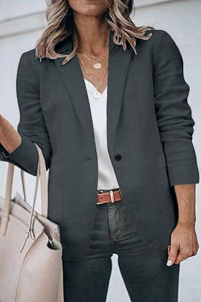 Damen eleganter Blazer mit schmaler Passform und feinem Strukturmuster Drune