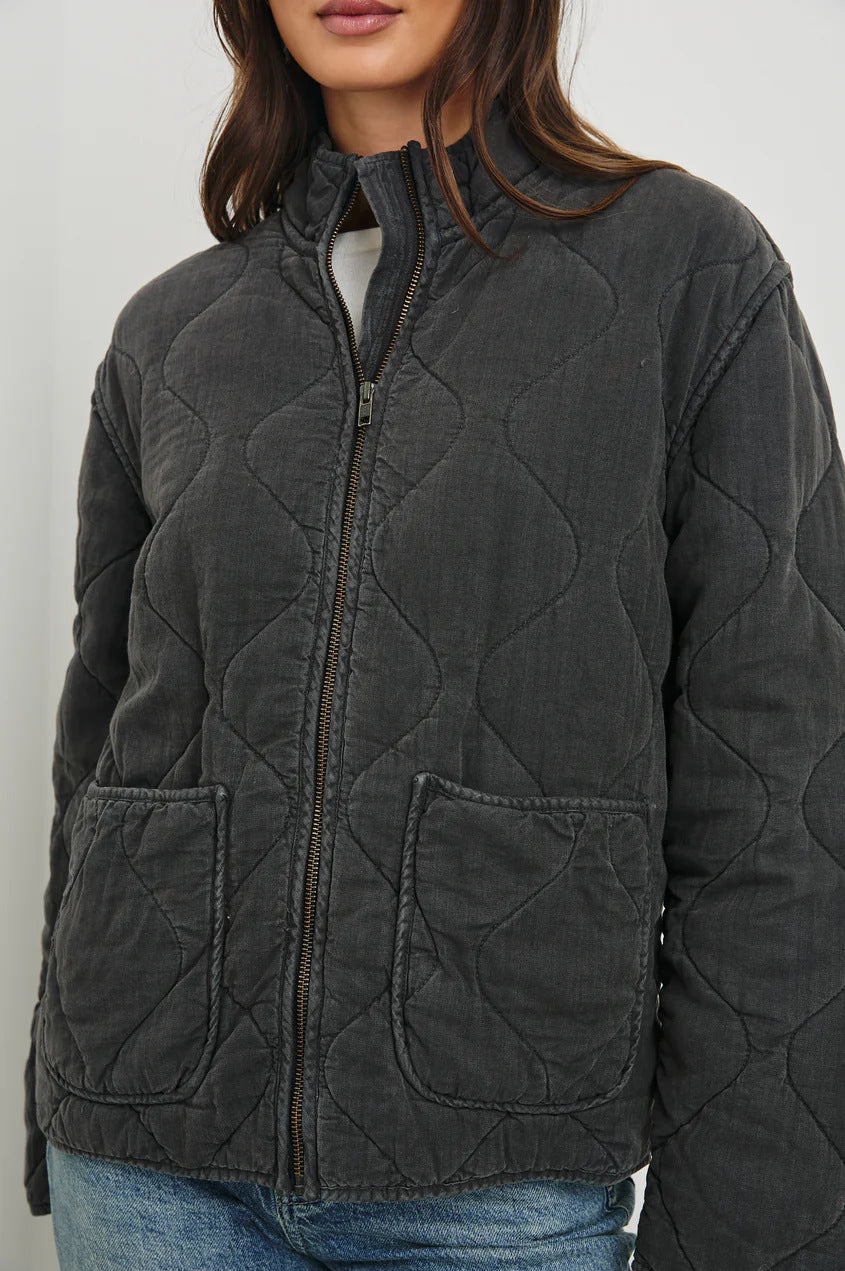 Damen gesteppte Utility-Jacke mit praktischen Taschen und hohem Kragen Drune