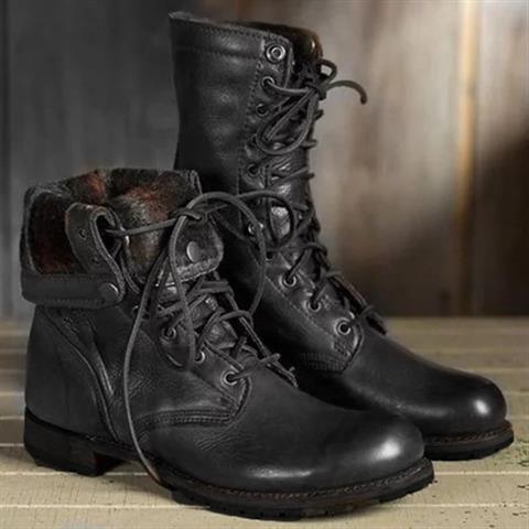 Drune | Schnürstiefel - Leder - Runde Zehe - Robuste Sohle - Mittelhoher Schaft