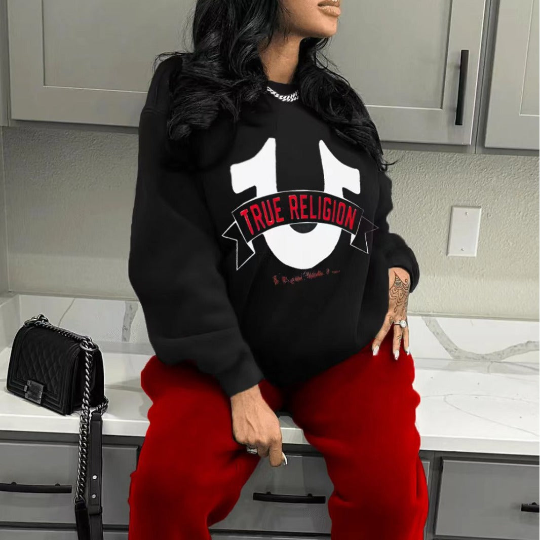 Damen Sportliches Sweatshirt- und Jogginghose-Set Drune