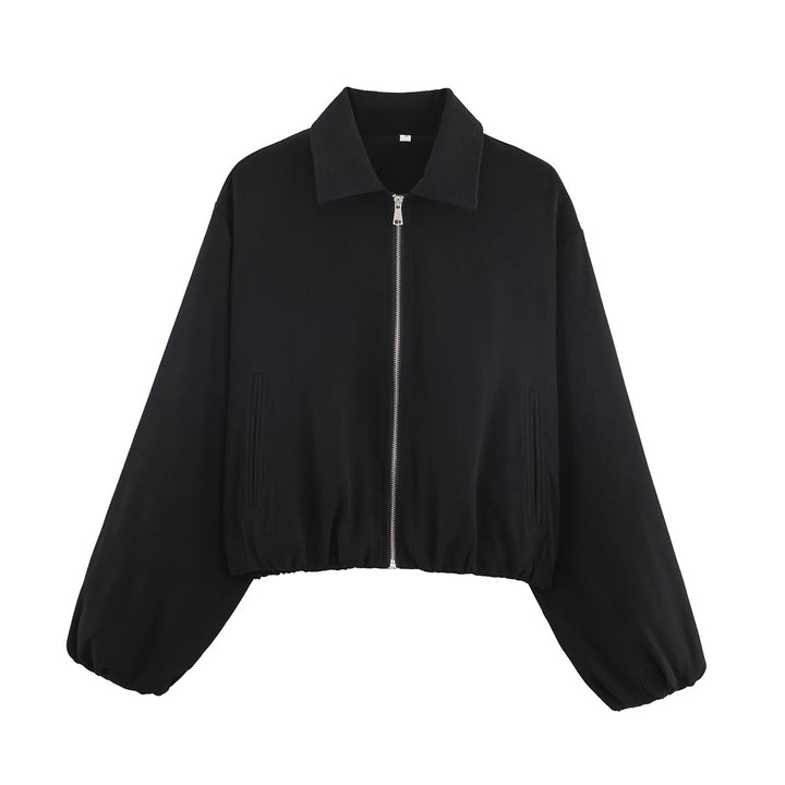 Damen modische Übergangsjacke mit hohem Kragen und voluminösen Ärmeln Drune