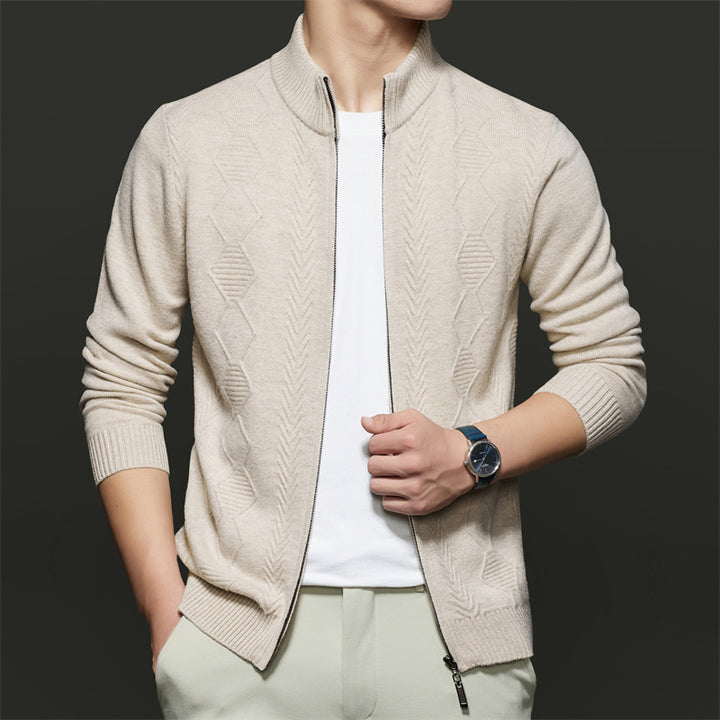 Herren Strickjacke mit modernem Zipper und strukturiertem Design Drune