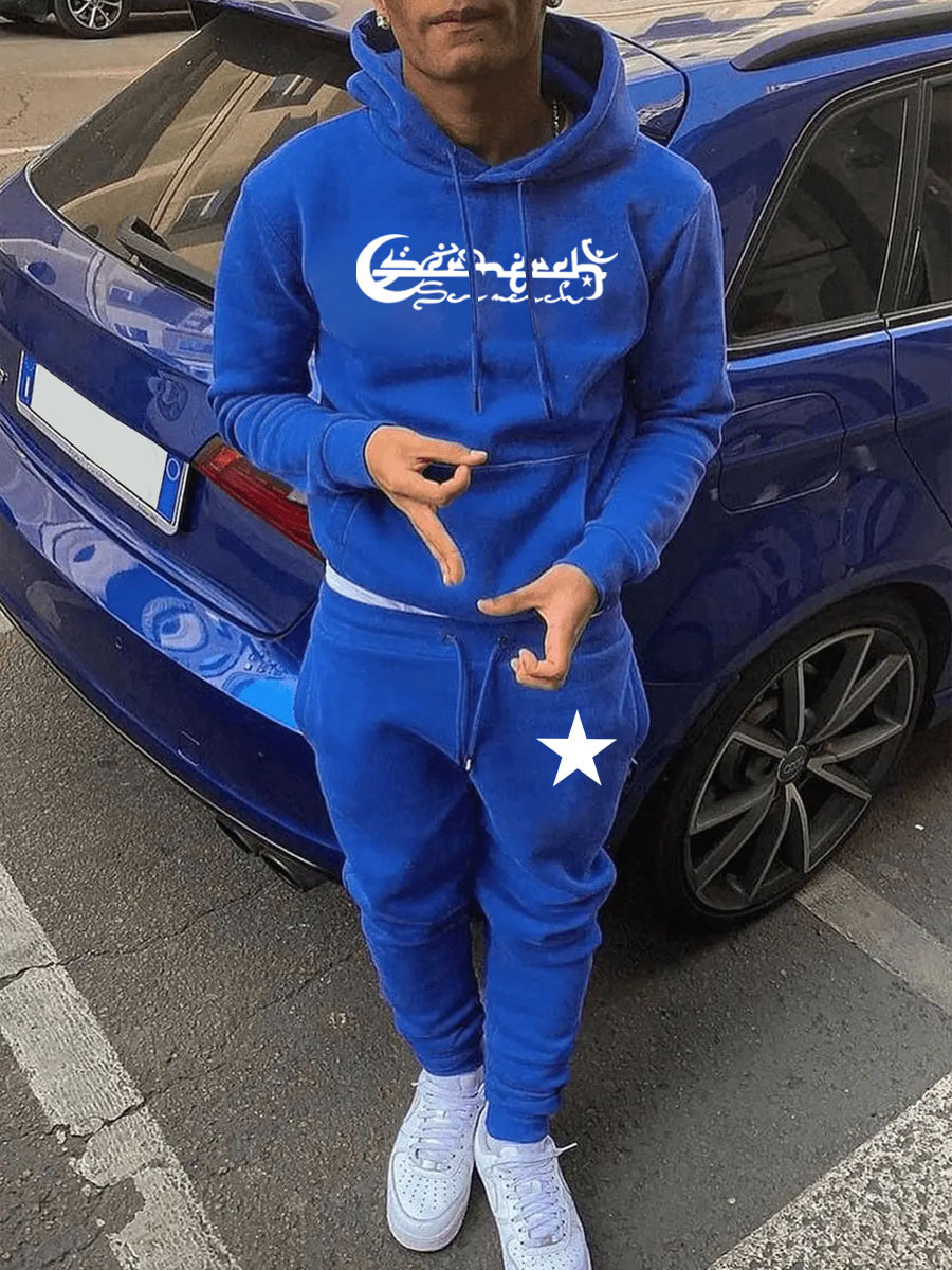 Herren Kapuzenpullover und Jogginghose Set mit stylischem Sternenmuster Drune