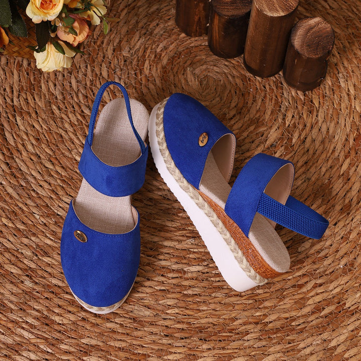 Damen Wedge-Sandaletten mit elastischem Riemendesign und komfortabler Plateausohle Drune