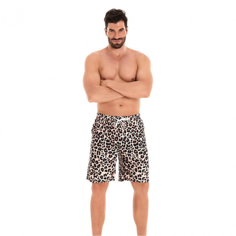 Herren Badeshorts im modernen Leopardenmuster mit verstellbarem Bund Drune