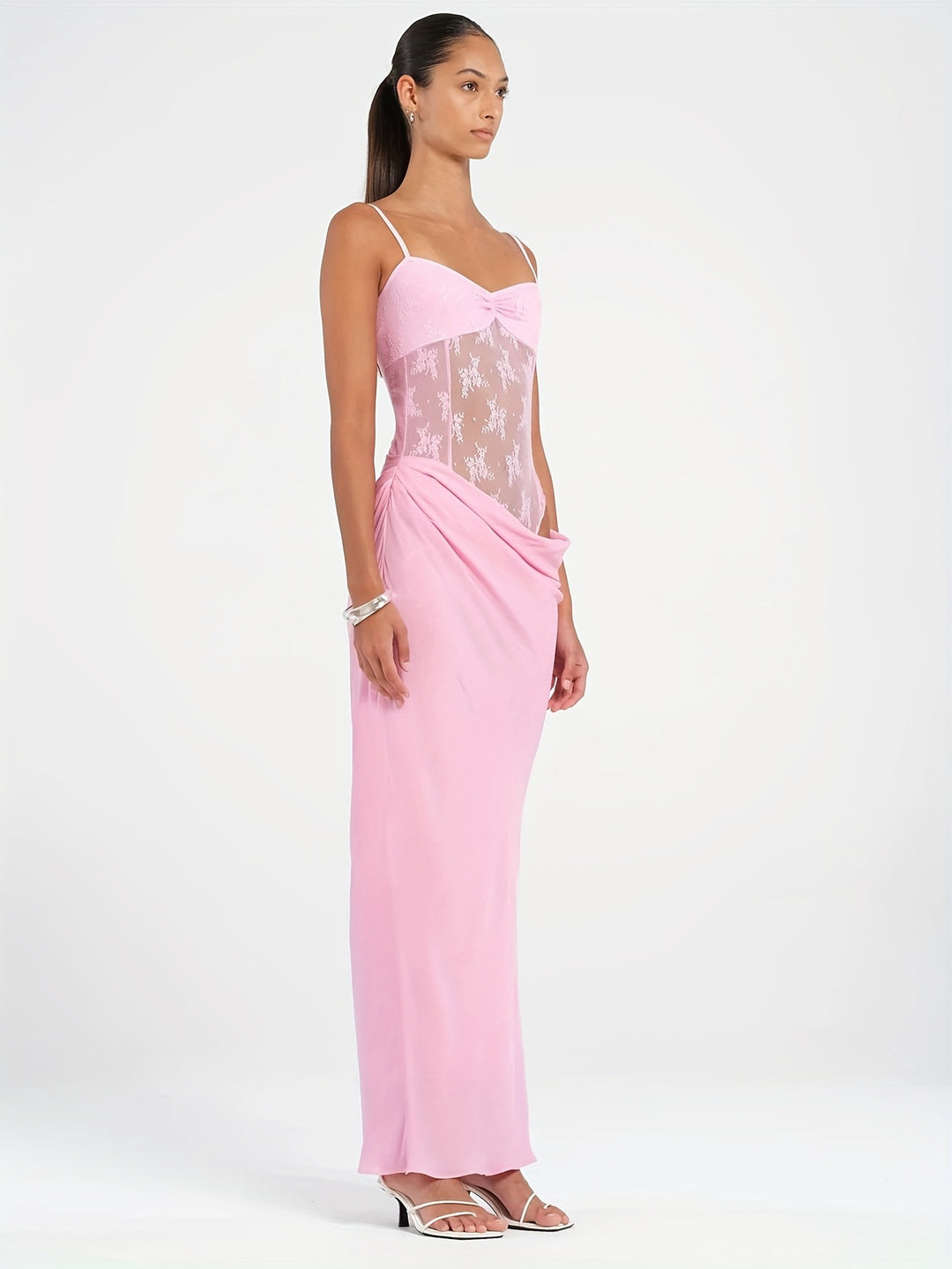 Damen Elegantes Maxikleid mit transparenten Spitzendetails und figurbetontem Schnitt Drune