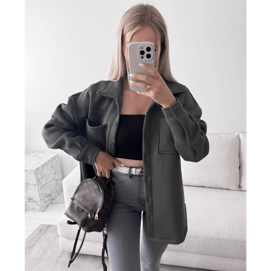 Damen Lässige Overshirtjacke mit praktischen Taschen Drune