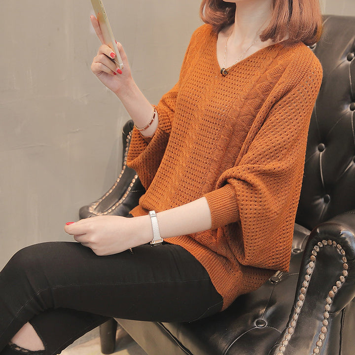 Damen Strickpullover mit V-Ausschnitt und luftiger Struktur Drune