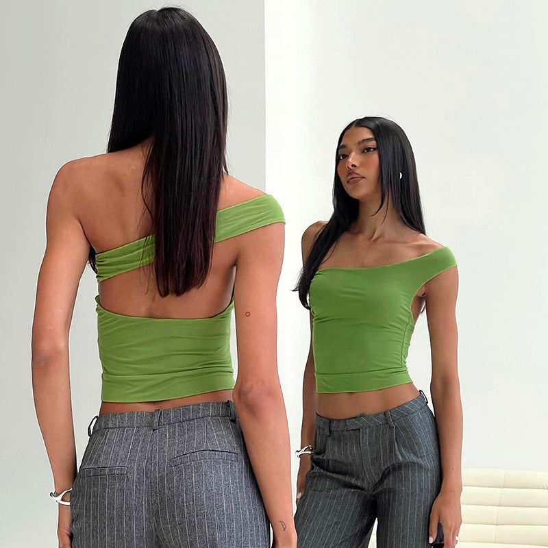 Damen trendiges Neckholder-Top mit elegantem V-Ausschnitt und figurschmeichelndem Schnitt Drune