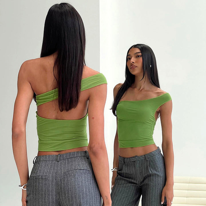 Damen trendiges Neckholder-Top mit elegantem V-Ausschnitt und figurschmeichelndem Schnitt Drune