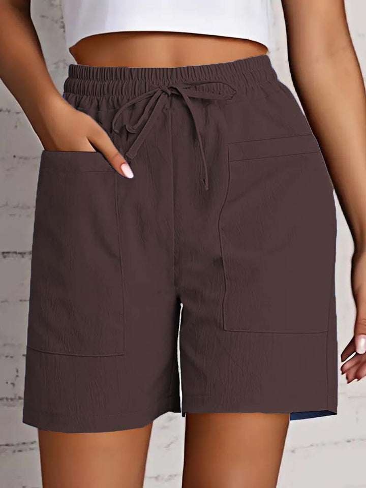 Damen entspannte Shorts mit breitem Gummibund und praktischen Taschen Drune