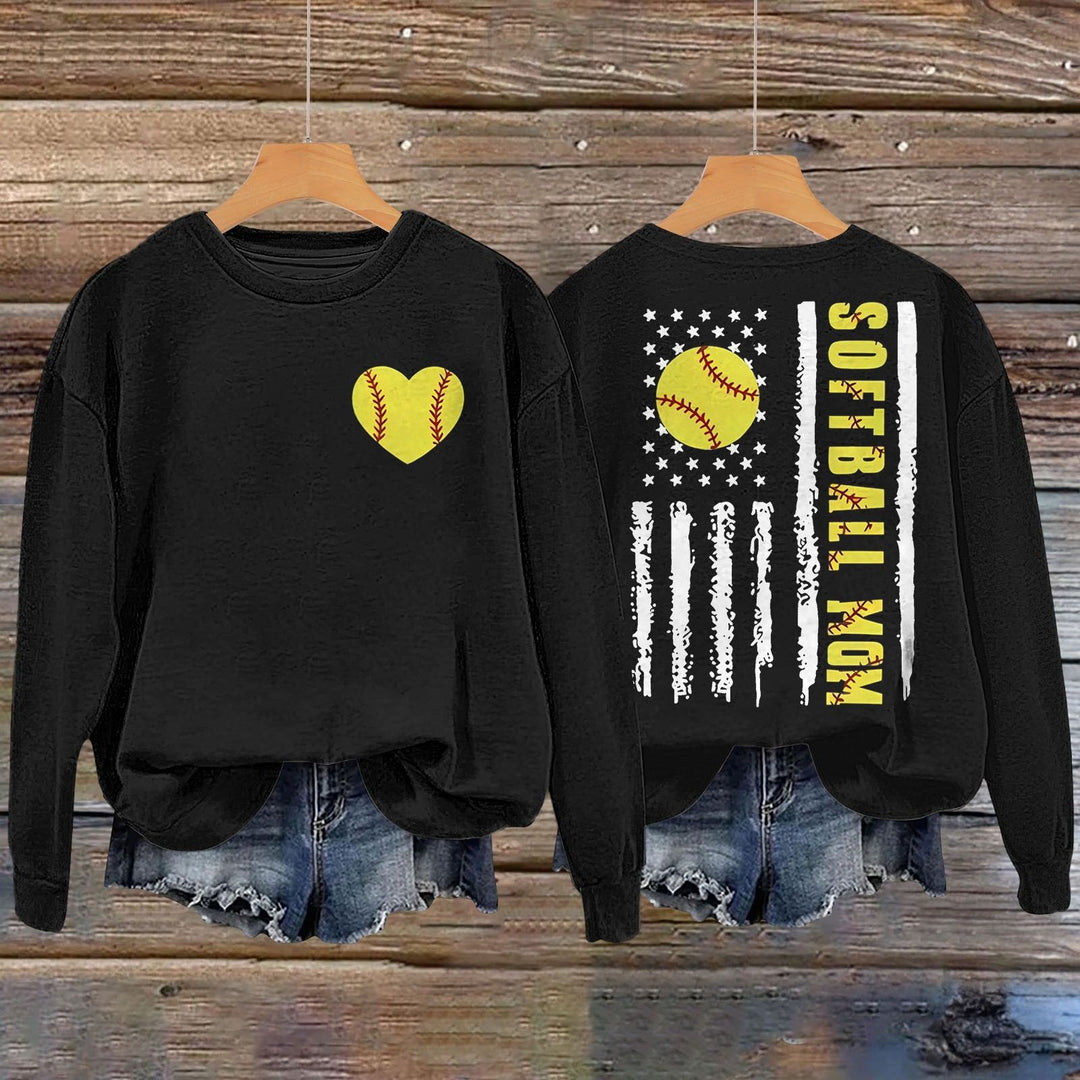 Damen Sweatshirt mit kreativem Softball-Design Drune
