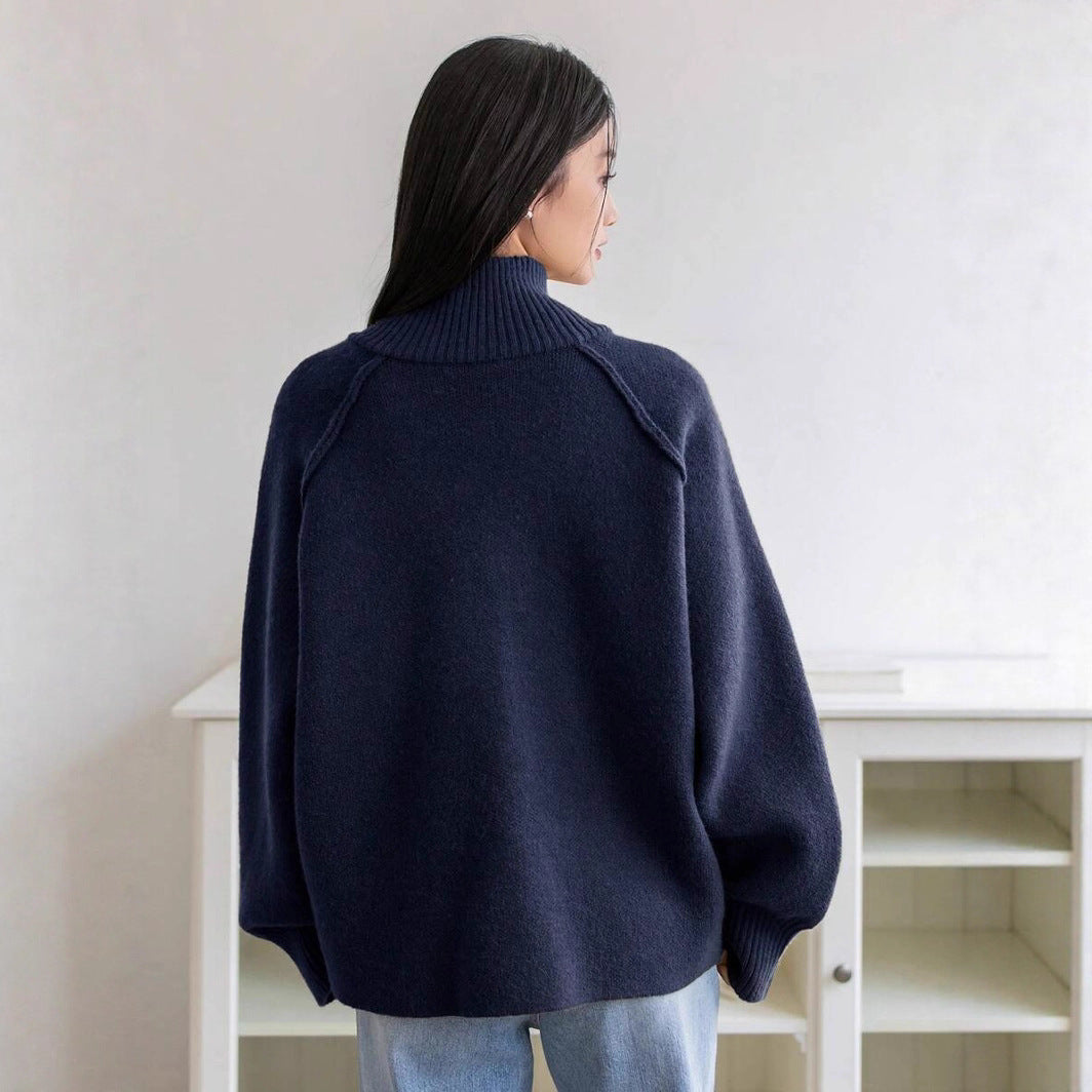 Damen Urbaner Strickjacke mit hohem Kragen und Reißverschluss Drune