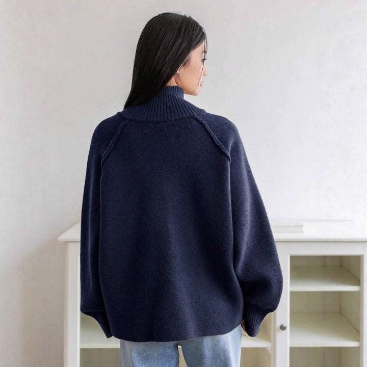 Damen Urbaner Strickjacke mit hohem Kragen und Reißverschluss Drune