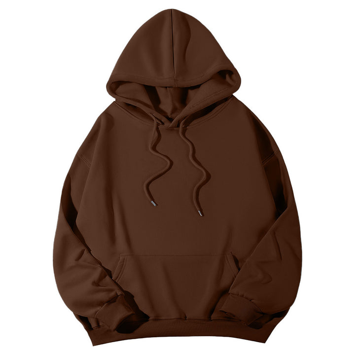 Unisex Oversize-Fleece-Hoodie mit tiefer Schulter, Kängurutasche und breitem Rippbund Drune