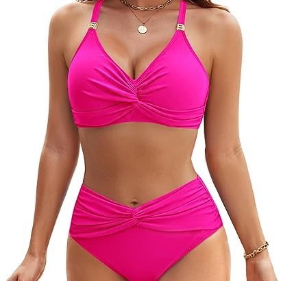 Damen Hochgeschnittener Bikini mit elegantem Wickeldetail Drune