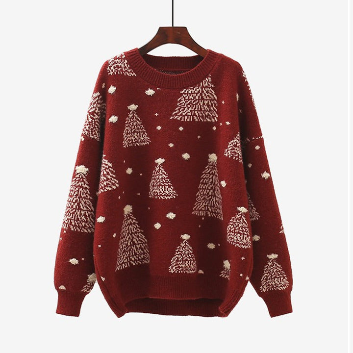 Damen Gemütlicher Weihnachtspullover mit kreativem Muster Drune
