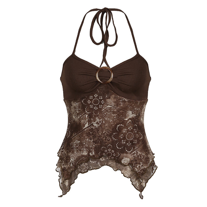 Damen Spitzentop mit floralem Muster und raffinierten Details Drune