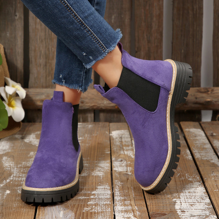 Damen nan Chelsea-Boots mit profilierter Traktorsohle und elastischen Seiteneinsätzen Drune