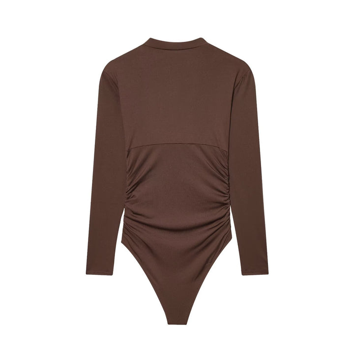 Damen Body mit elegantem V-Ausschnitt und dezenter Raffungsdetail Drune