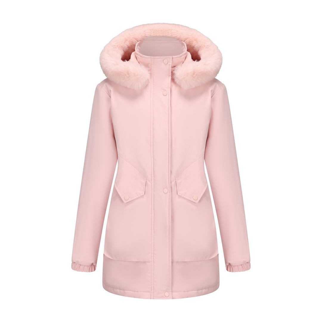 Damen wasserabweisende Parkajacke mit kuscheligem Kunstfellkragen Drune