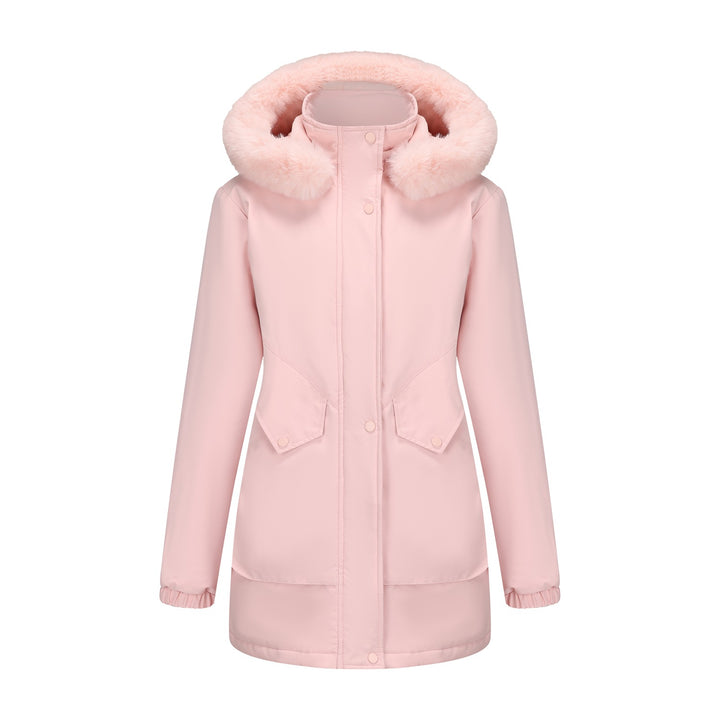 Damen wasserabweisende Parkajacke mit kuscheligem Kunstfellkragen Drune