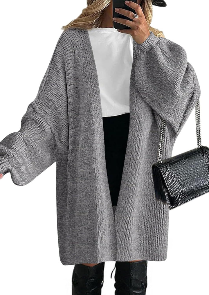 Damen Lässiger Strickcardigan mit offenem Schnitt und großen Taschen Drune