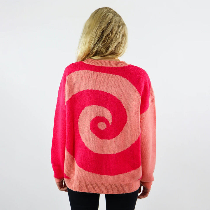 Damen kuscheliger Sweater mit spiralem Muster Drune