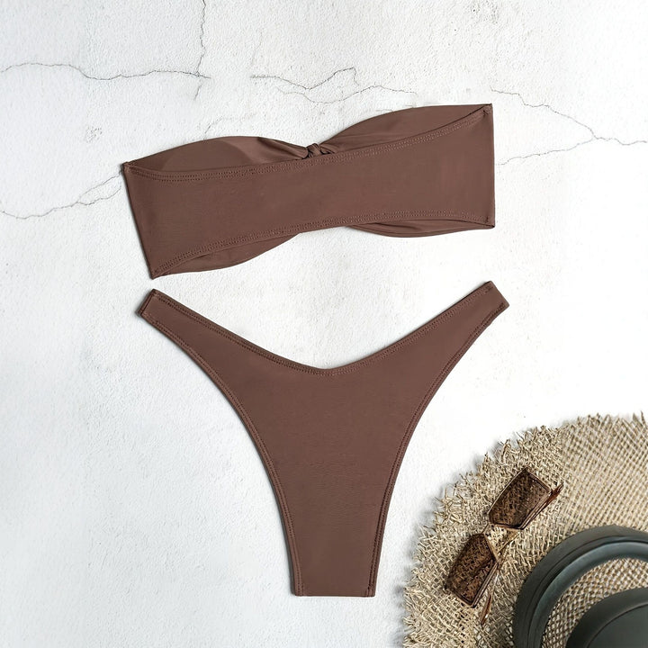 Damen Bandeau-Bikini mit innovativem Knotendesign Drune