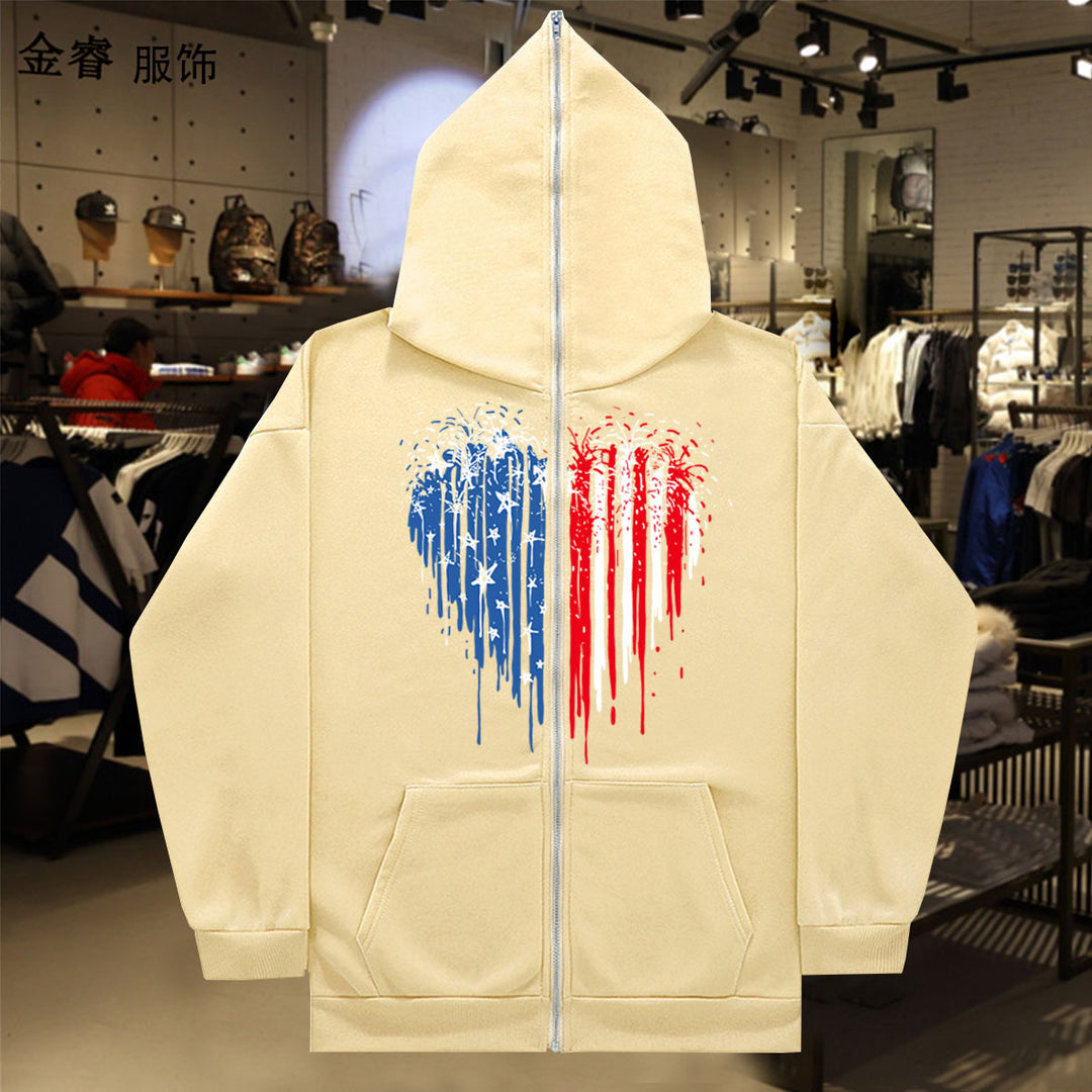 Damen Kapuzenjacke mit einzigartigem Herzmotiv und Reißverschluss Drune