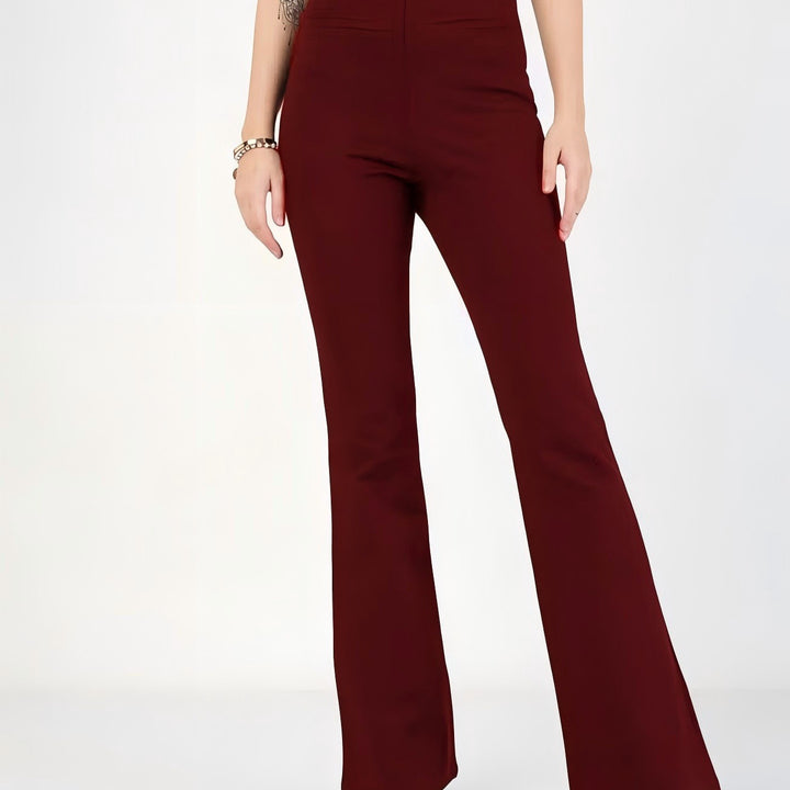 Damen Flared Pants mit hohem Bund und elastischem Material Drune