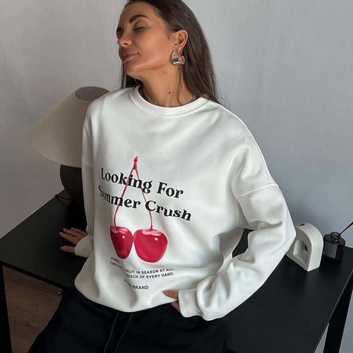 Drune | Pullover Sweatshirt Übergröße Fit Grafikdruck Baumwollmischung Rundhalsausschnitt